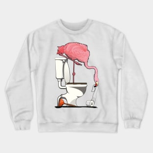 Flamingo on the Toilet Crewneck Sweatshirt